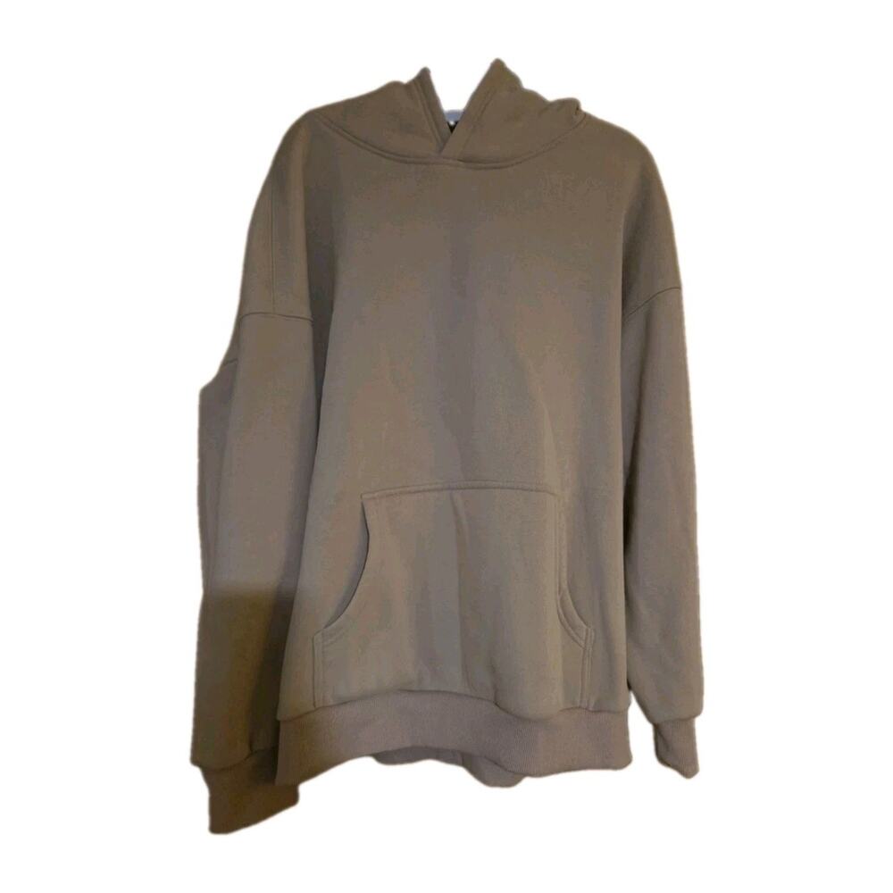 Trendy Queen Tan Heavyweight Hooded Sweatshirt Size Large Front Pocket